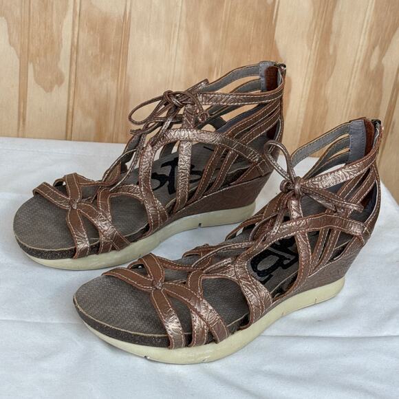 OTBT Nomadic Strappy Leather Zip Back Wedge Sandal 8.5 - Picture 4 of 8